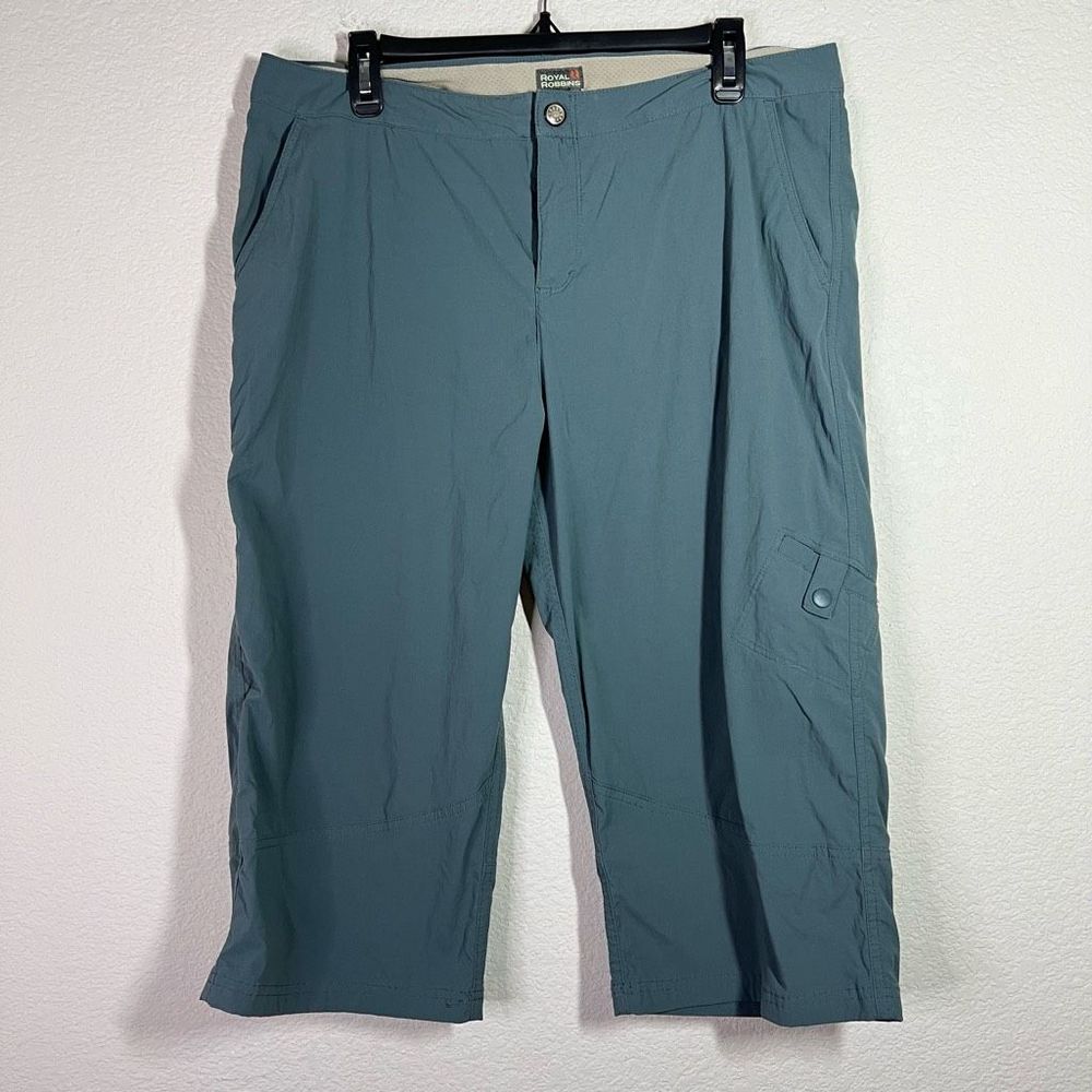 Royal Robbins Women’s Green Supplex Nylon Hiking Travel Capri Pants Size 14